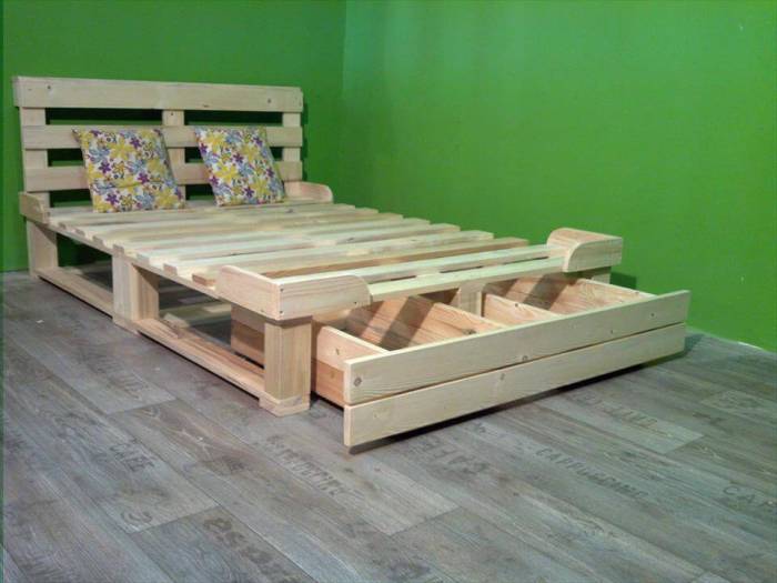 Diy bed with pallets