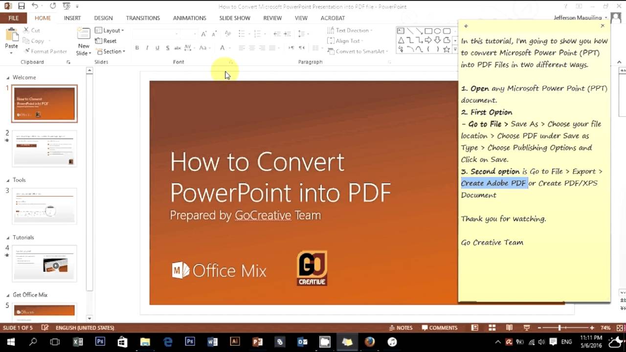 Powerpoint to pdf converter